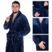 Pánský plyšový župan - L/XL - tmavomodrý