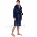Pánský plyšový župan - L/XL - tmavě modrý s hnědou