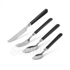 Sada příborů s držákem - černá - 16 částí - 32,7 x 19,5 x 4,7 cm