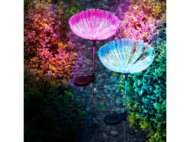 Solární medúza z optických vláken - 80 cm - barevné LED