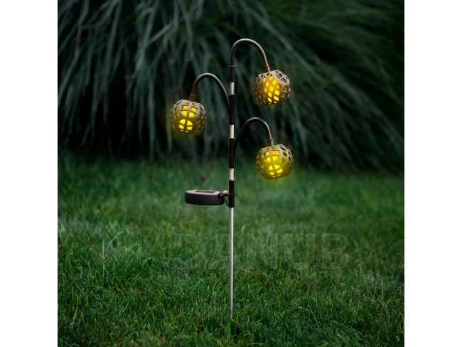 Zapichovací solární lampa - efekt plamene - 5 koulí - 7 cm - 30 LED
