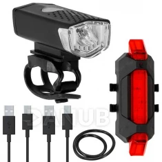 Sada světel na kolo přední a zadní, 2 kusy, USB