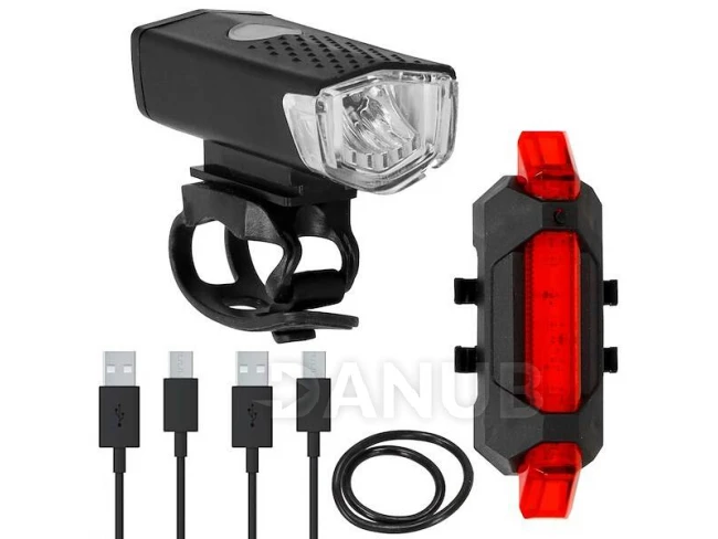 Sada světel na kolo přední a zadní, 2 kusy, USB