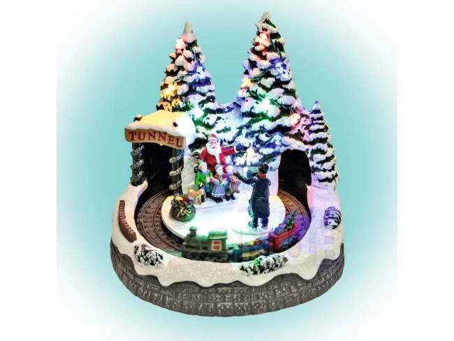 Dekorace vánoční vesnička s fotografem a vláčkem