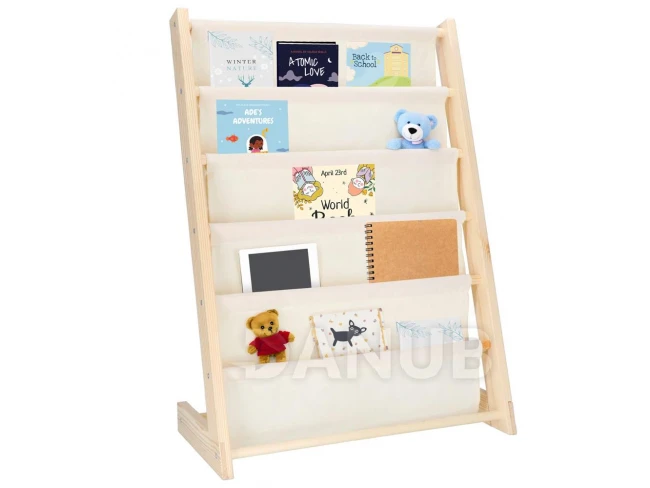 Dřevěný regál na knihy