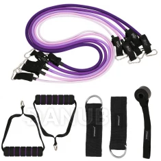Fitness expandéry na cvičení - sada 5ks - odpor: 4,5-22,7 kg - fialové