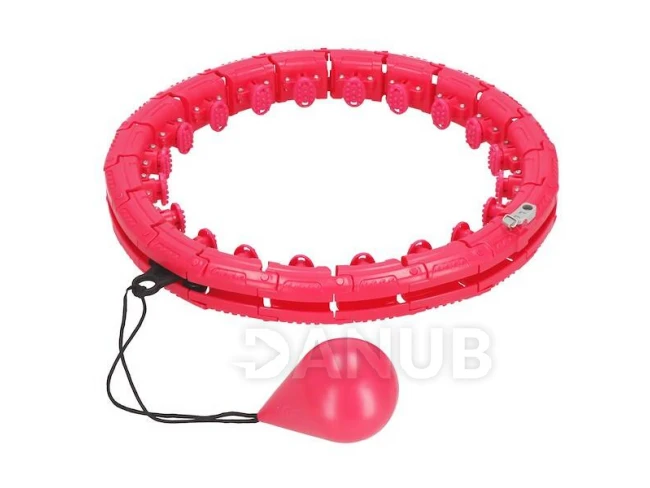 Hula hoop se zátěží a zeštíhlujícím masérem - 24 výstupků - růžová