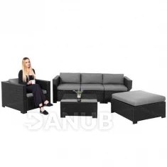 Sestava zahradního nábytku COSTA DE BLANCA + stolek - černá/tmavě šedá