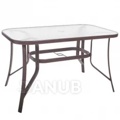 Zahradní stolek 120x70x70cm - kov + sklo, hnědý