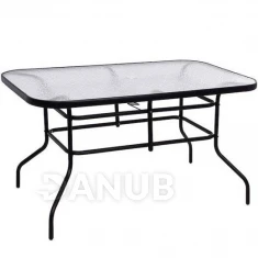 Zahradní stolek 140x80x70cm - kov + sklo, černý