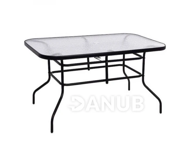 Zahradní stolek 140x80x70cm - kov + sklo, černý