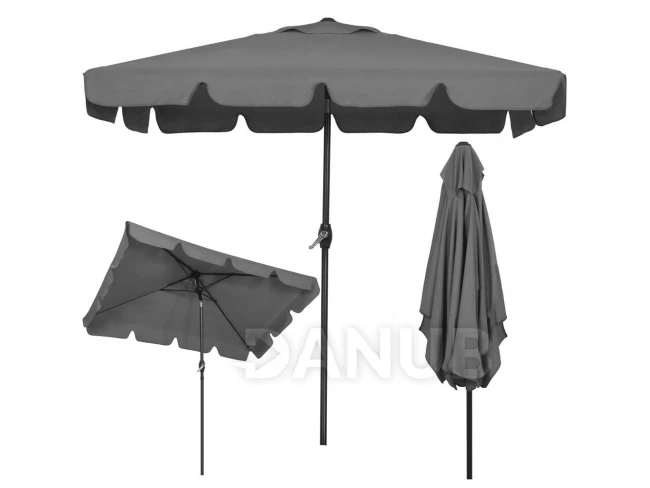 Zahradní slunečník - obdélníkový - nastavitelný - 200x130cm - tmavě šedý