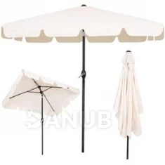 Zahradní slunečník - obdélníkový - nastavitelný - 200x130cm - ecru