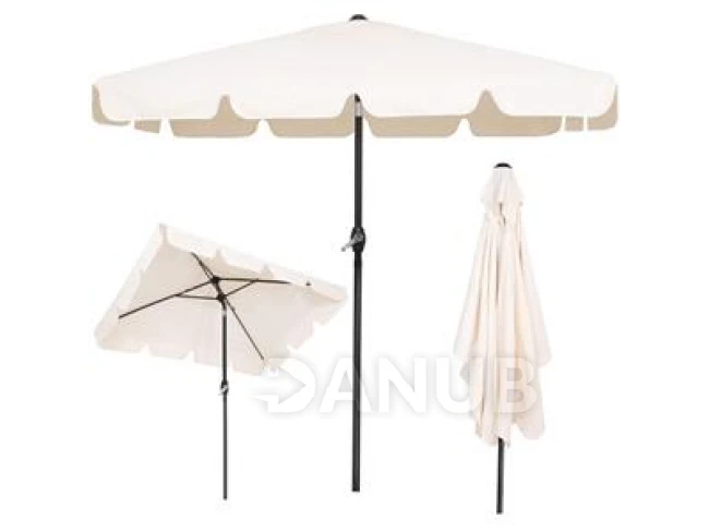 Zahradní slunečník - obdélníkový - nastavitelný - 200x130cm - ecru