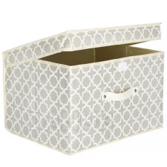 Úložný box s víkem - 25x40x30cm - marocký jetel na béžové