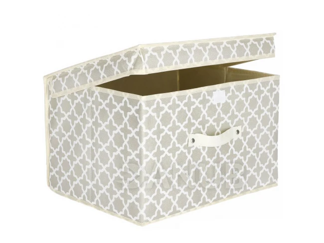 Úložný box s víkem - 25x40x30cm - marocký jetel na béžové