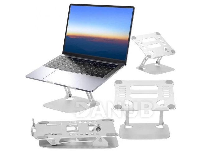 Nastavitelný stojan na notebook s větráním - skládací - stříbrný