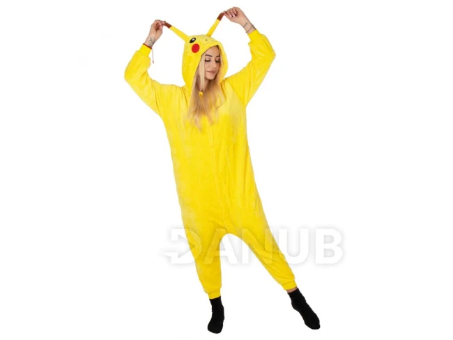 Plyšový overal Kigurumi - vzor pikachu - velikost S - 156 cm