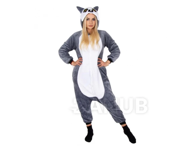 Plyšový overal Kigurumi - vzor lemur - velikost S - 155cm Plyšový overal Kigurumi - vzor lemur - velikost S - 155cm
