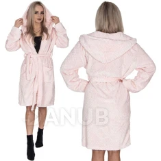 Dámský plyšový župan WARM s kapucí - S/M - růžový