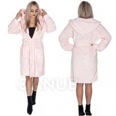 Dámský plyšový župan WARM s kapucí - SL/XL - růžový