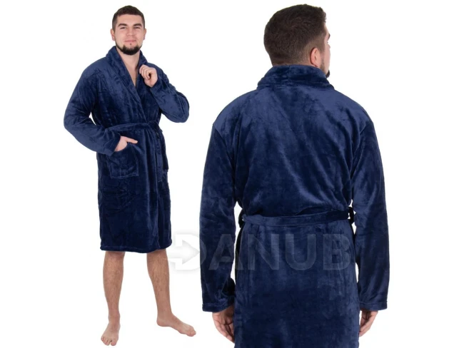 Pánský plyšový župan - XXL - tmavě modrý