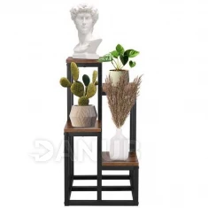 Kovový stojan na květiny se 4 policemi - 67,5 cm - černá/hnědá