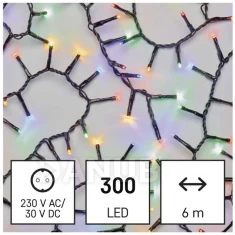 LED vánoční řetěz – ježek, 6 m, vnější i vnitřní, multicolor, časovač