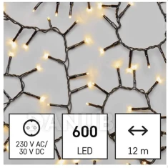 LED vánoční řetěz – ježek, 6 m, vnější i vnitřní, teplá bílá, časovač