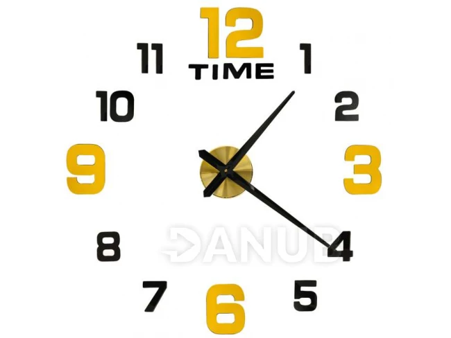 Nalepovací nástěnné hodiny - 100-120 cm - černá zlatá