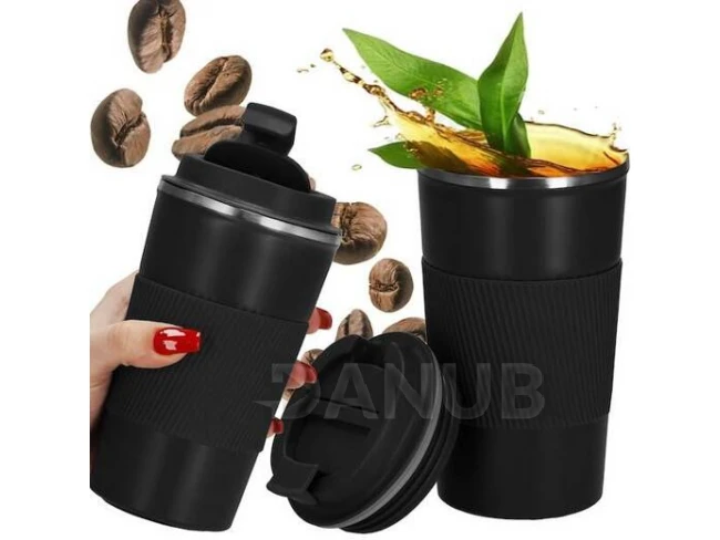 Nerezový hrnek na kávu a čaj - černý - 500 ml