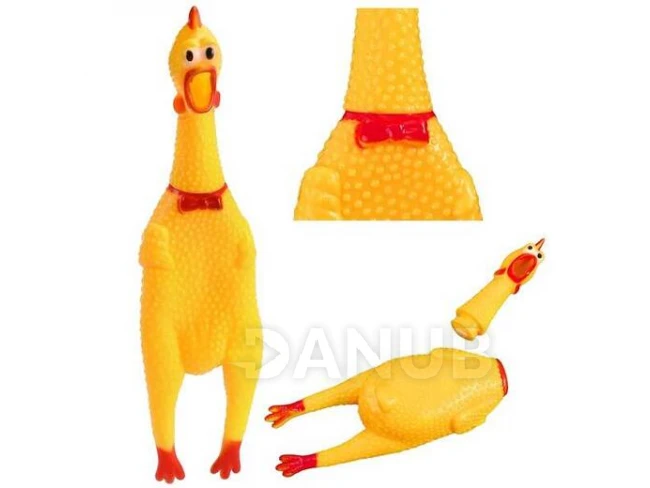 Gumové pískací kuřátko pro psa - 37 cm
