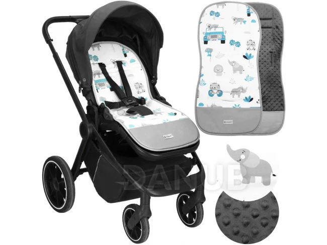 Podložka do kočárku - 37x78 cm - oboustranná - Safari