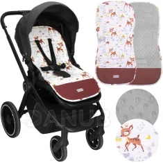 Podložka do kočárku - 37x78 cm - oboustranná - zvířátka