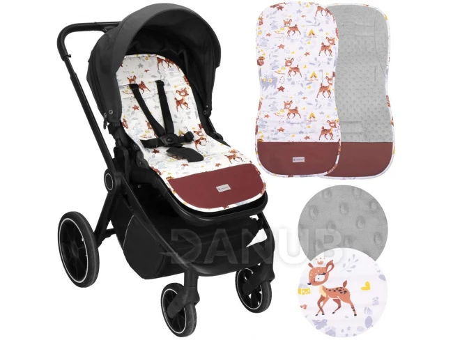 Podložka do kočárku - 37x78 cm - oboustranná - zvířátka