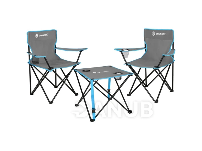 Skládací kempinková souprava: stůl a 2 židle s opěradlem