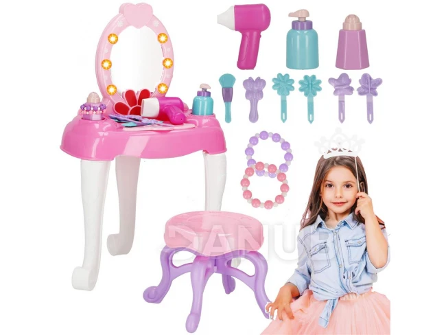 Dětský kosmetický stolek s příslušenstvím 19ks