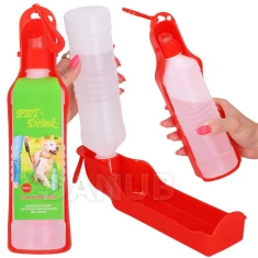 Láhev na vodu pro psy a kočky s napajedlem - 250 ml - červená
