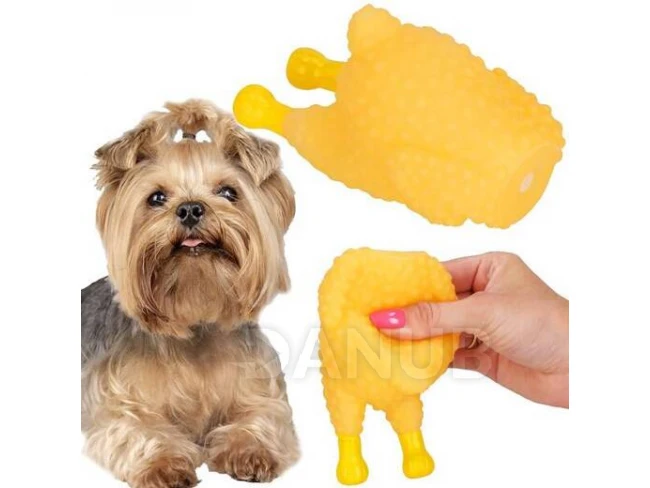 Gumová hračka pro psa, pískací kousátko - žlutá