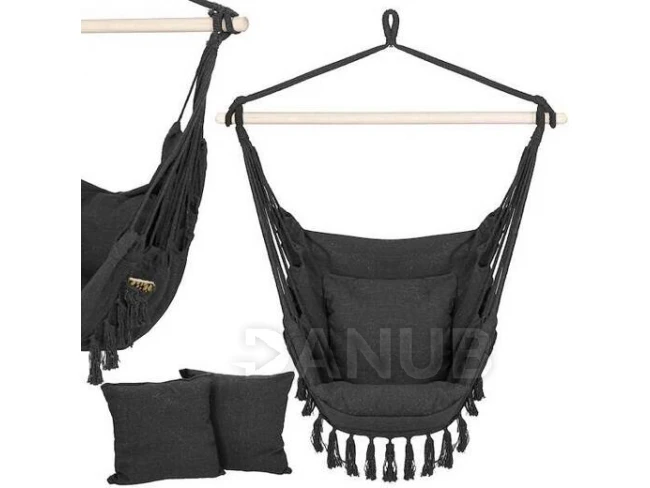 Houpací křeslo Brazilské s polštářky 130x100cm - tmavě šedé