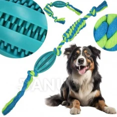 Hračka pro psa - lano s uzlem a gumový míček na pamlsky