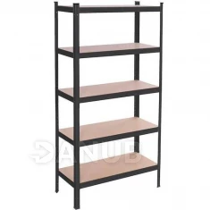 Kovový regál s 5 policemi - 150x75x30 cm - hnědá/černá