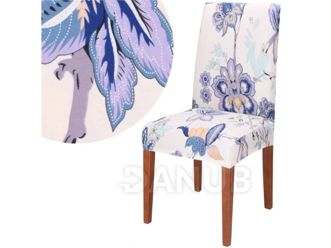 Návlek na židli univerzální - orientální modré květy