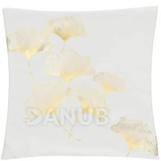 Povlak na polštář - 40x40cm - zlaté listy na bílé