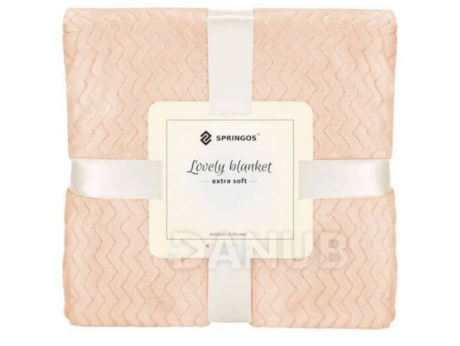 Oboustranná plyšová deka 160x200cm - cik cak - broskvová