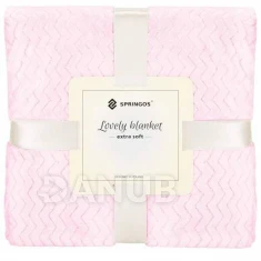 Oboustranná plyšová deka 160x200cm - cik cak - světle růžová