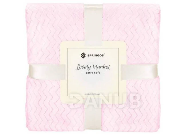 Oboustranná plyšová deka 160x200cm - cik cak - světle růžová