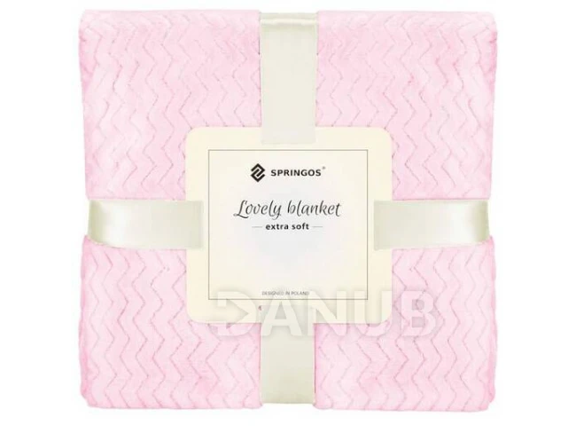 Oboustranná plyšová deka 160x200cm - cik cak - růžová