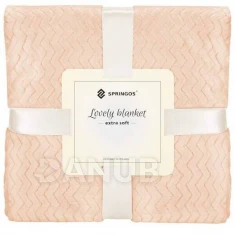 Oboustranná plyšová deka 200x220cm - cik cak - broskvová