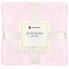 Oboustranná plyšová deka 200x220cm - cik cak - světle růžová